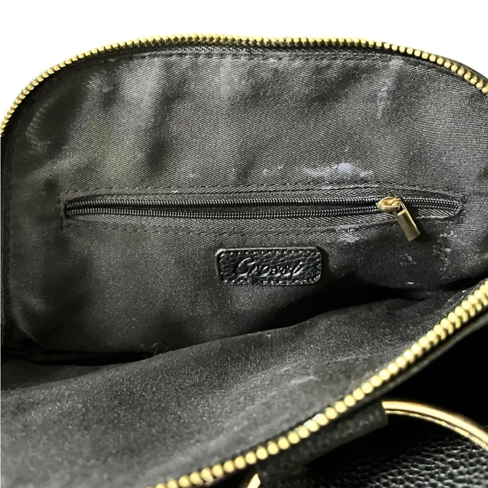 Crossi Jenna Black Vegan Leather Backpack with Leopard Bow